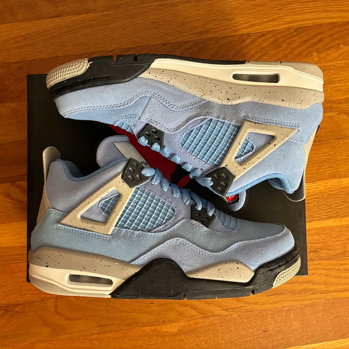 Air Jordan 4 Retro University Blue (GS) product image 2, provided for visual reference and product detail review