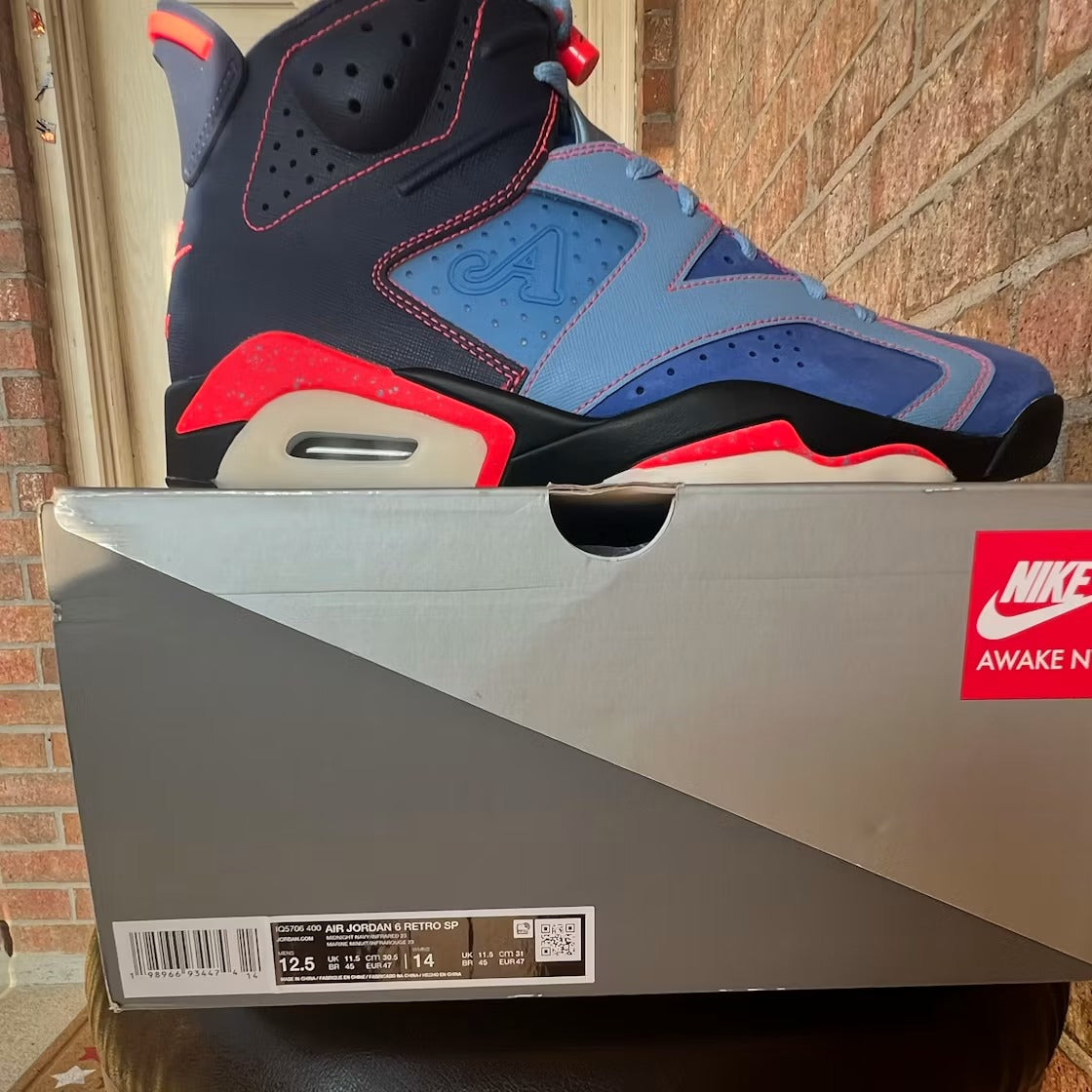 Air Jordan 6 Retro Awake NY Midnight Navy product image 6, provided for visual reference and product detail review