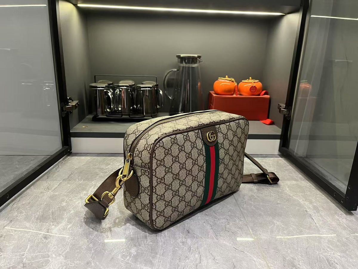 Gucci Ophidia Medium GG Supreme Canvas Shoulder Crossbody Bag with Web Stripe and Leather Trim product image 4, provided for