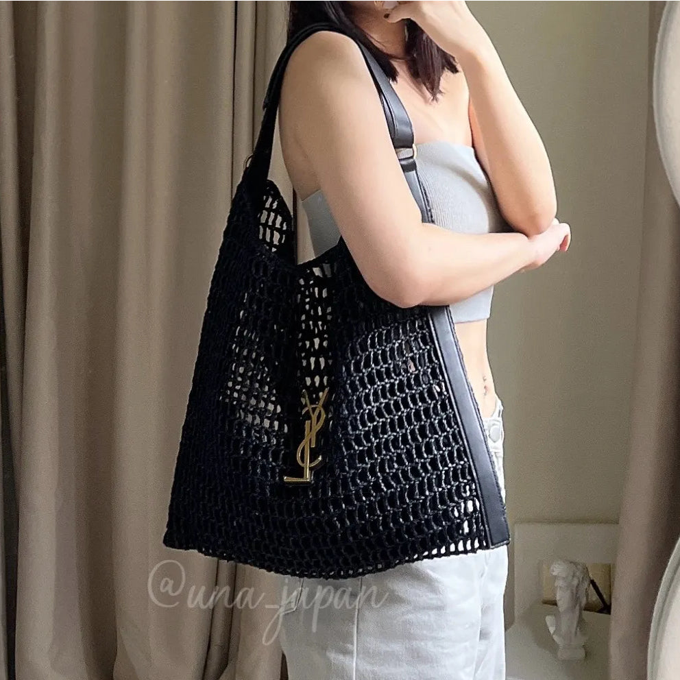 Saint Laurent YSL Raffia Tote Bag product image 5, provided for visual reference and product detail review
