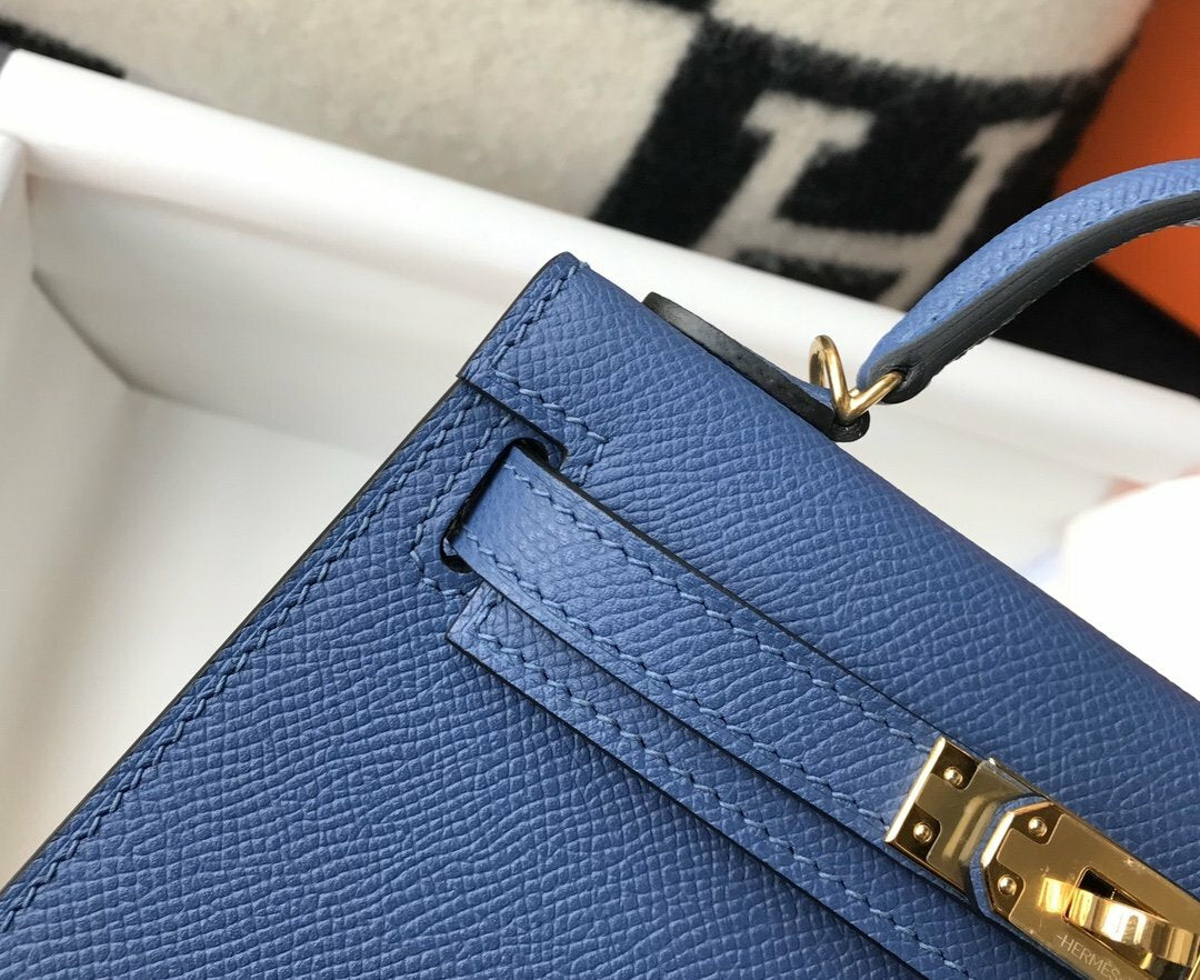 Hermes Handle Bag 19cm Blue product image 7, provided for visual reference and product detail review