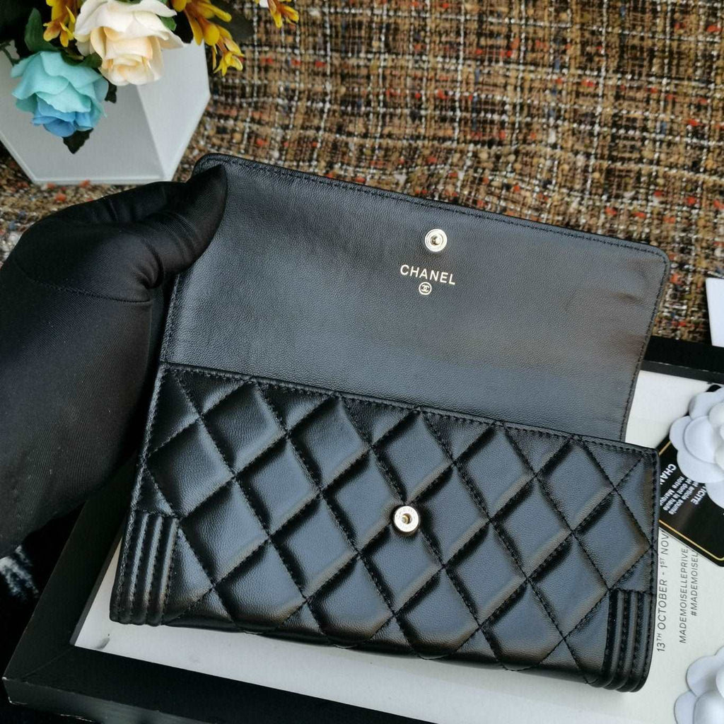 Chanel Boy Long Flap Wallet Lambskin - Black product image 6, provided for visual reference and product detail review