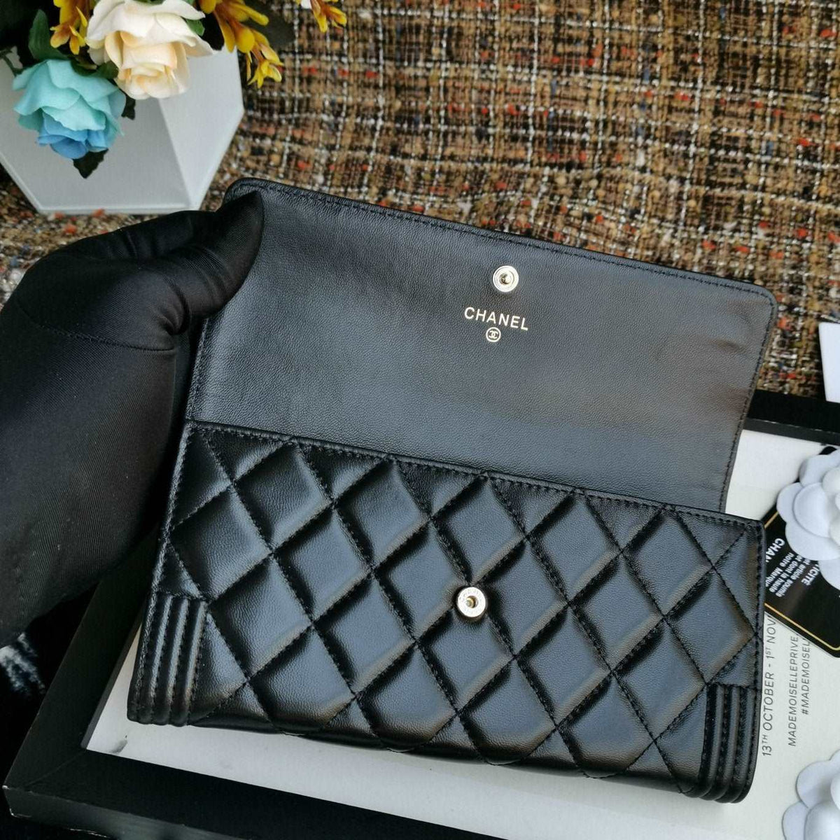 Chanel Boy Long Flap Wallet Lambskin - Black product image 6, provided for visual reference and product detail review
