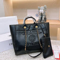Chanel Deauville Em Couro Preta Italiana Bag - Black product image 1, provided for visual reference and product detail review