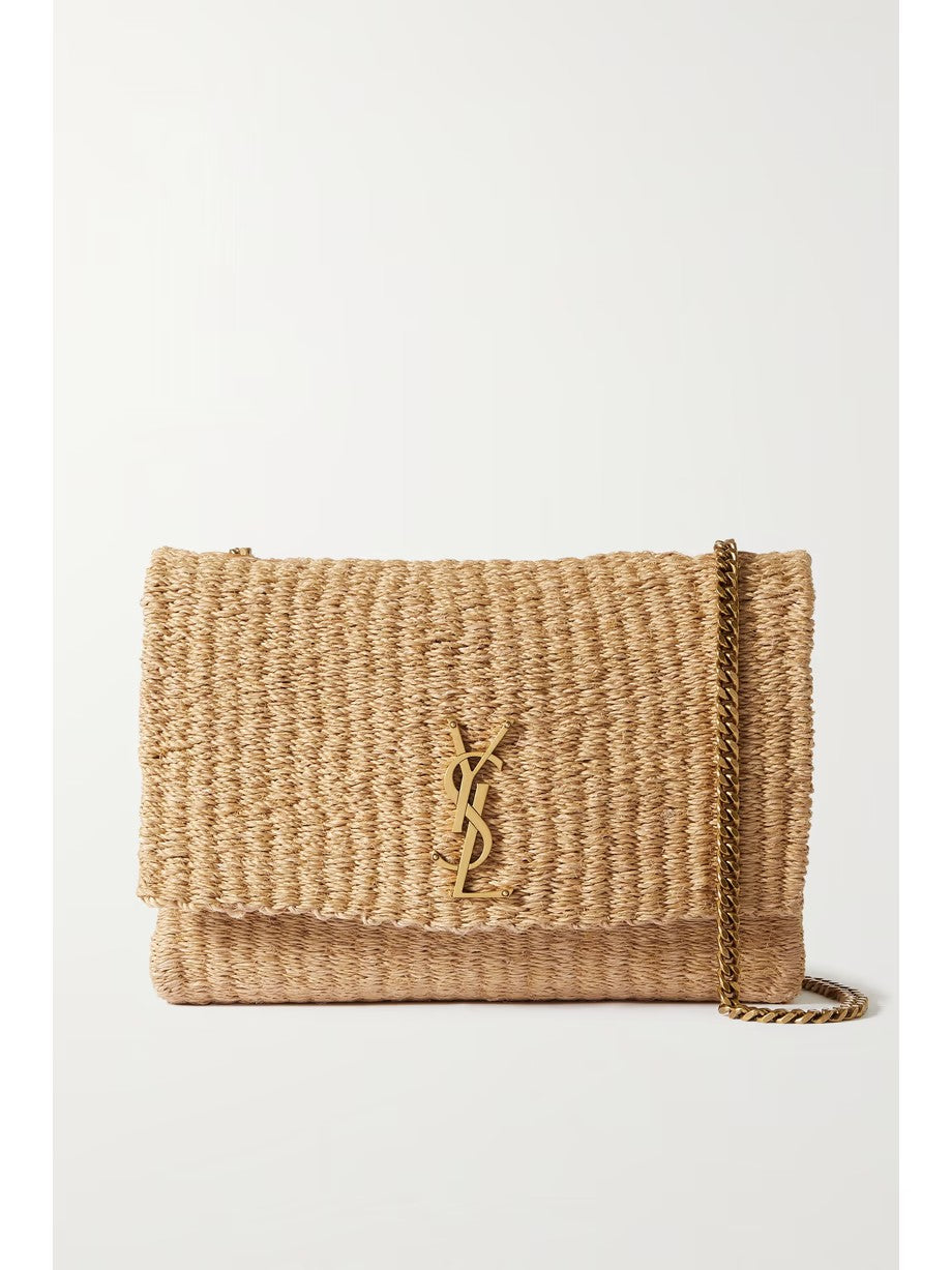 YSL Saint Laurent Kate Medium Raffia Shoulder Bag product image 2, provided for visual reference and product detail review