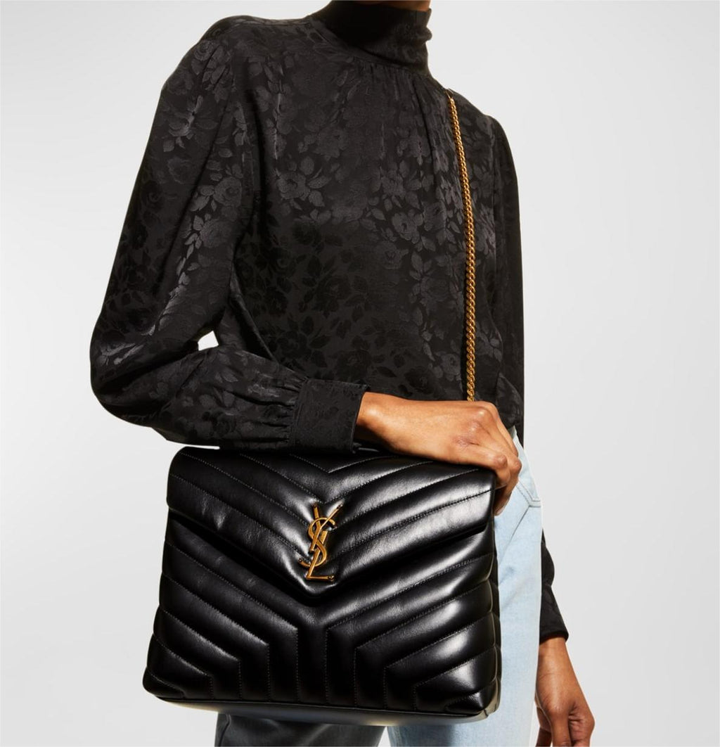 Saint Laurent Loulou Medium YSL Chain Shoulder Bag - Black product image 3, provided for visual reference and product detail