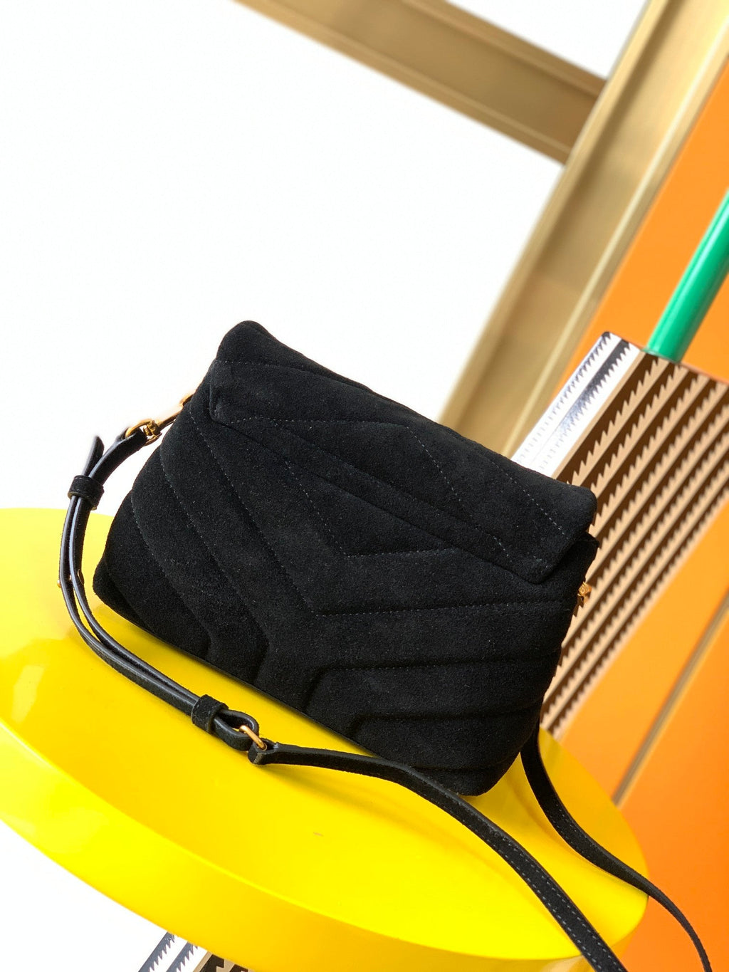 YSL Loulou 20 Black Velvet Shoulder Bag product image 2, provided for visual reference and product detail review