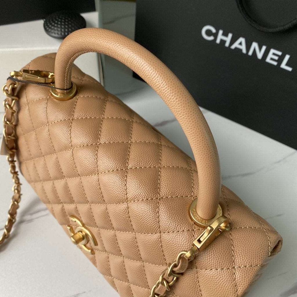 Chanel Flap Bag with Handle Beige product image 4, provided for visual reference and product detail review