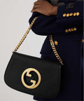 Gucci New Blondie Leather Shoulder Bag - Black product image 1, provided for visual reference and product detail review