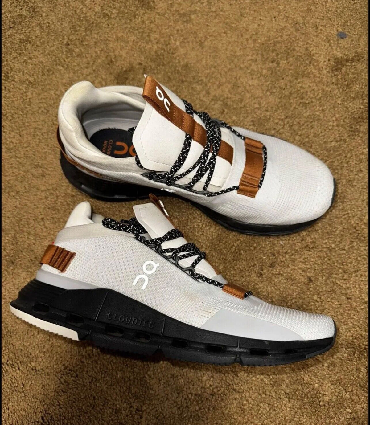 On Cloudnova White Pecan Lifestyle Sneakers product image 2, provided for visual reference and product detail review