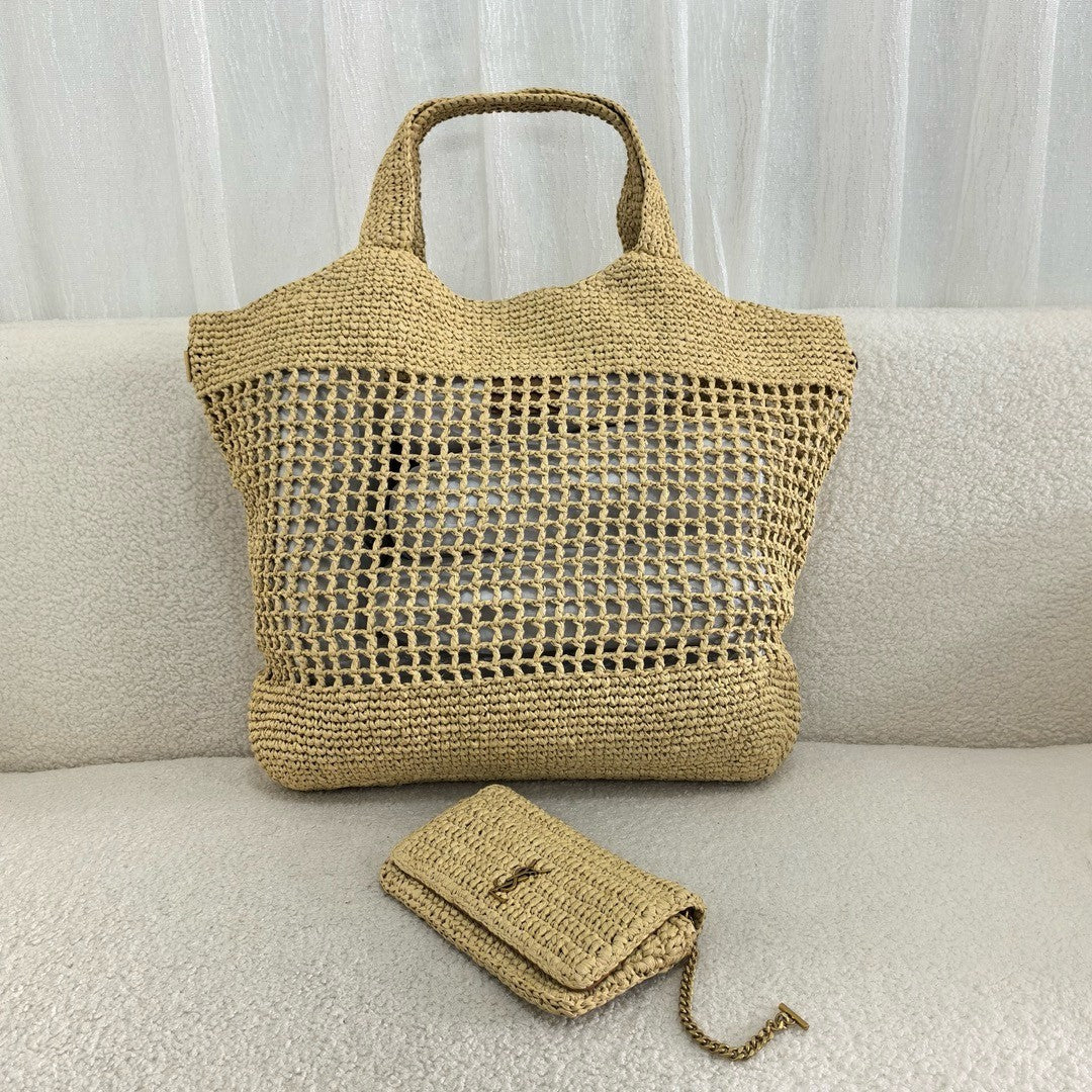 Saint Laurent YSL Raffia Icare Tote Bag product image 5, provided for visual reference and product detail review
