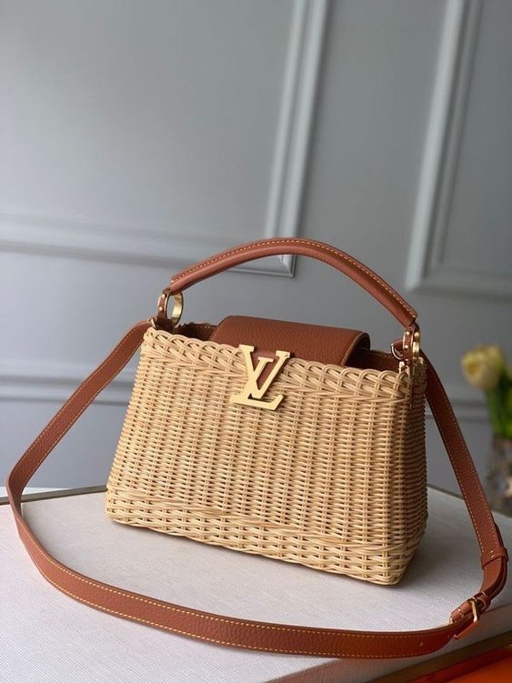 LV Capucines BB Rattan Woven Handle Shoulder Bag with Leather Trim product image 7, provided for visual reference and