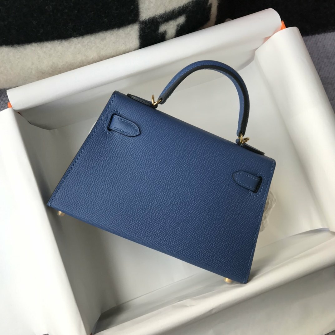 Hermes Handle Bag 19cm Blue product image 3, provided for visual reference and product detail review