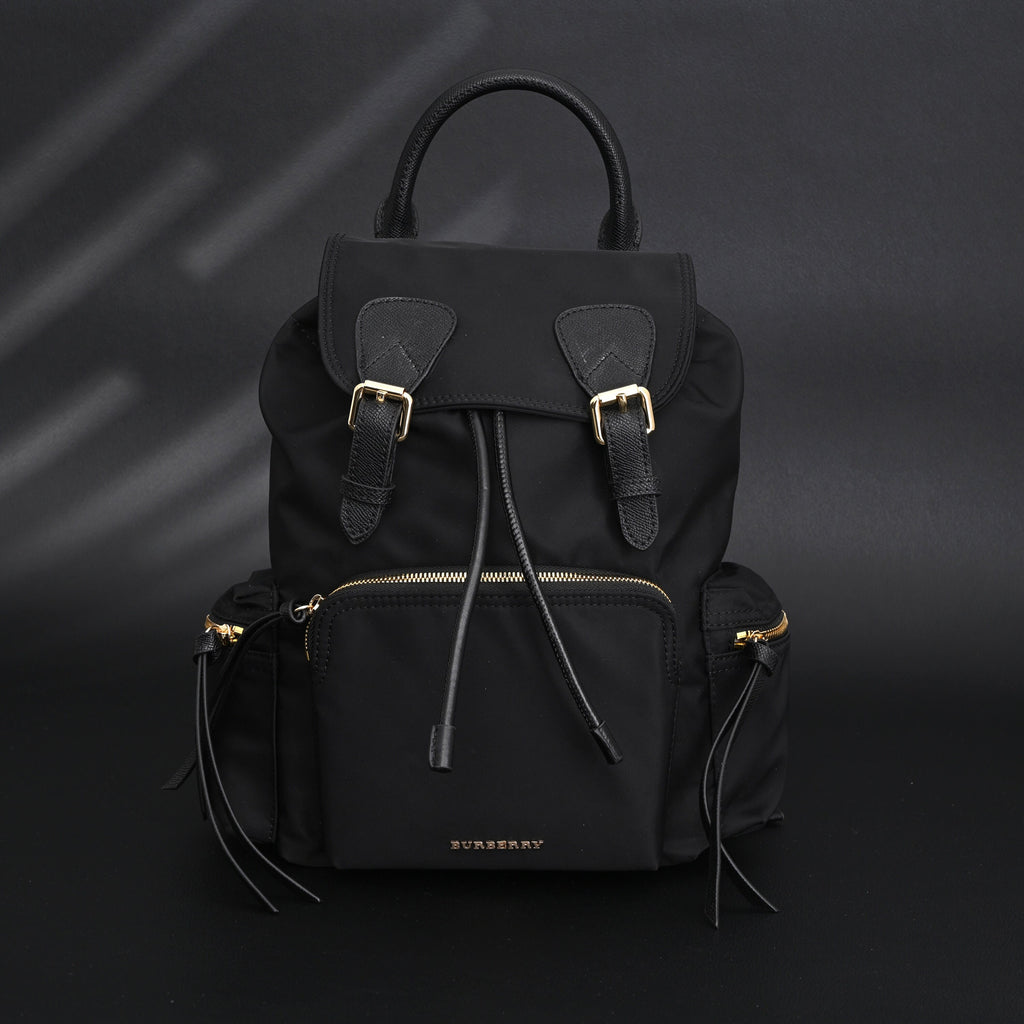 Burberry the Rucksack – Black Nylon & Leather Backpack with Gold-Tone Hardware - Black with Gold Accents product image 1,