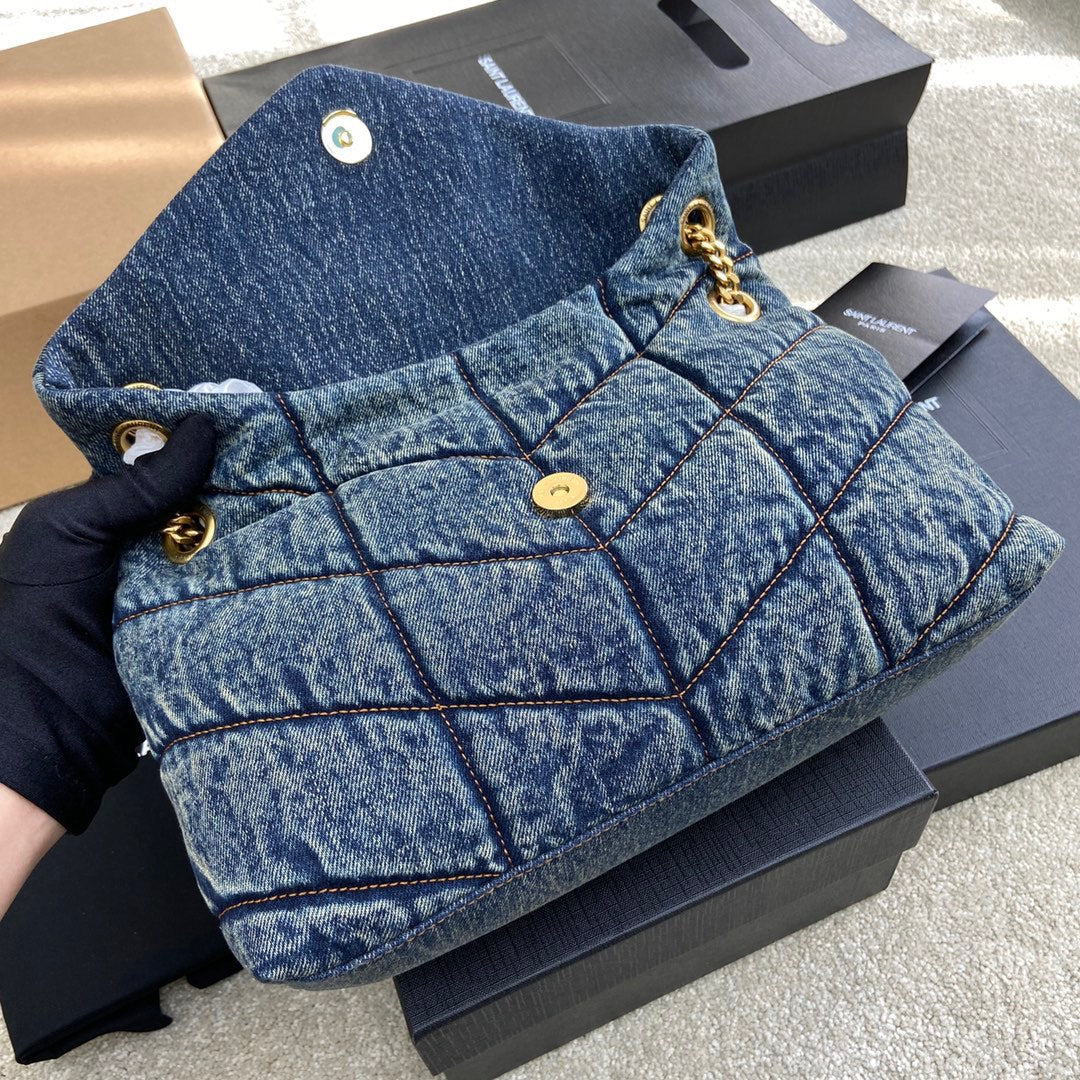 YSL Puffer Denim Bag - Blue product image 2, provided for visual reference and product detail review