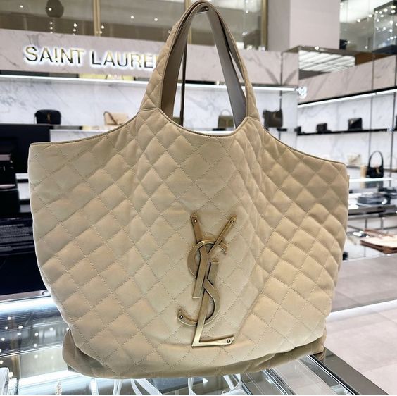 Saint Laurent Icare Extra Large Embellished Quilted Leather Tote Handbag - White product image 1, provided for visual