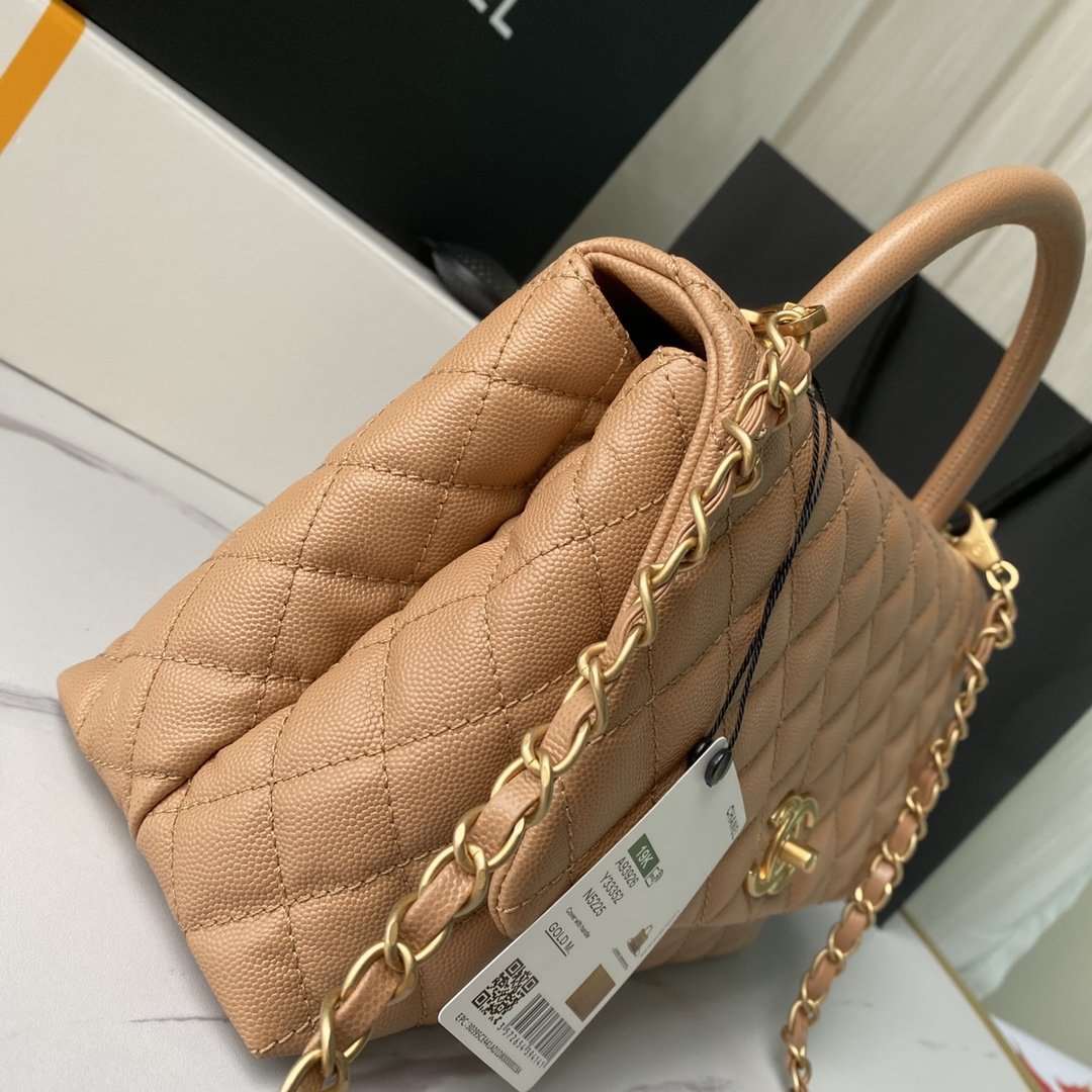 Chanel Flap Bag with Handle Beige product image 3, provided for visual reference and product detail review