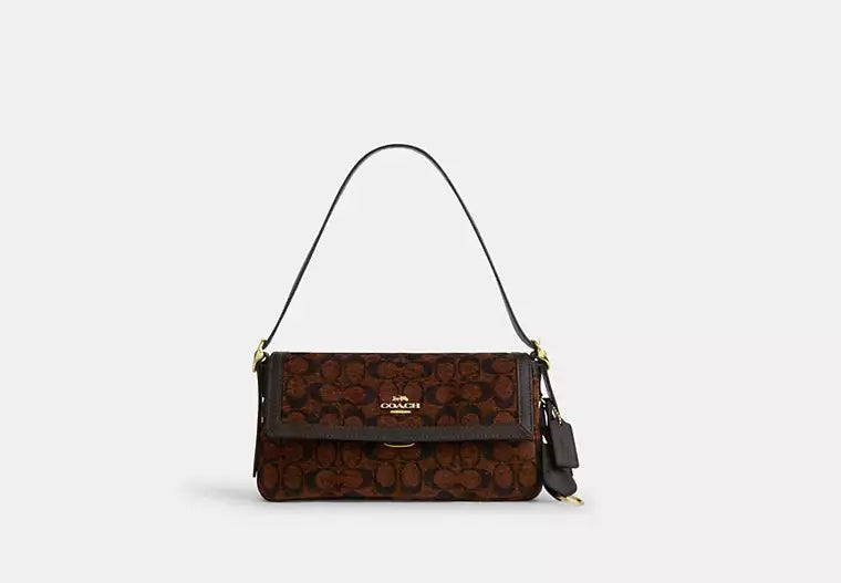 Coach Etta Small Flap Shoulder Bag in Signature Chenille product image 1, provided for visual reference and product detail
