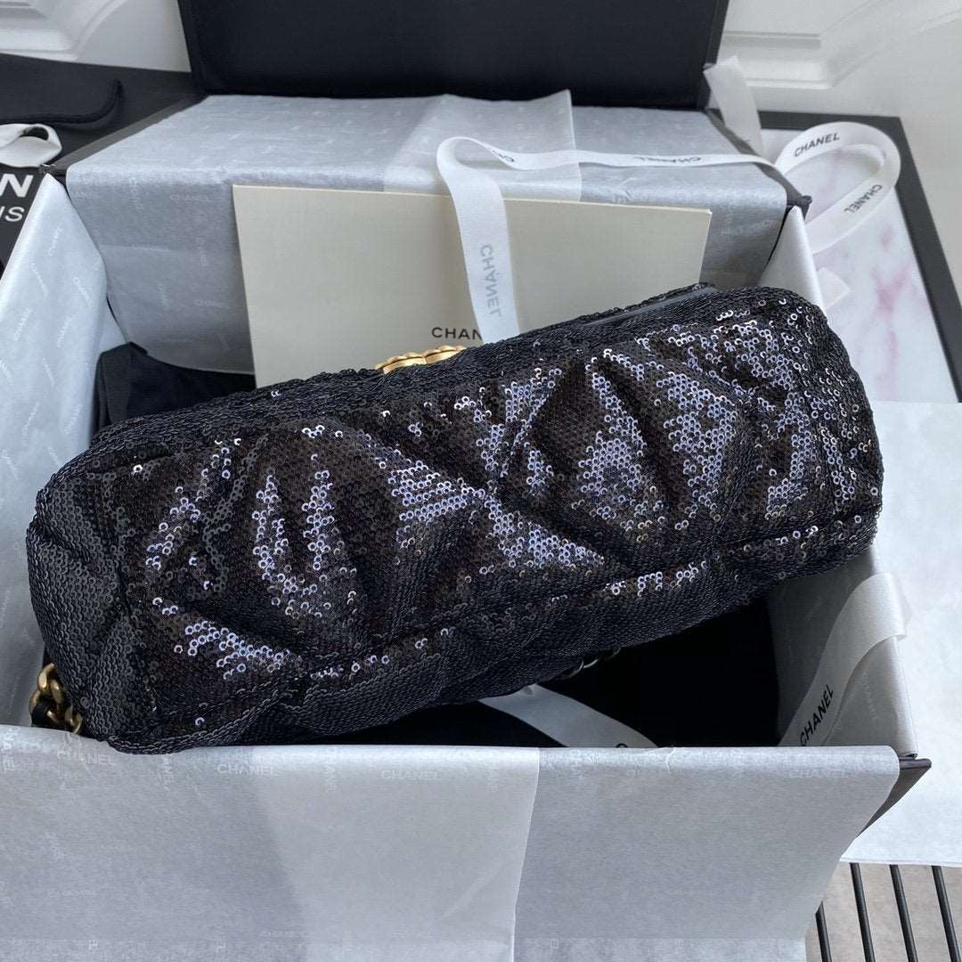 Chanel 19 Sequin Flap Bag Black product image 4, provided for visual reference and product detail review