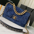 Chanel 19 Denim Large Flap Bag product image 1, provided for visual reference and product detail review