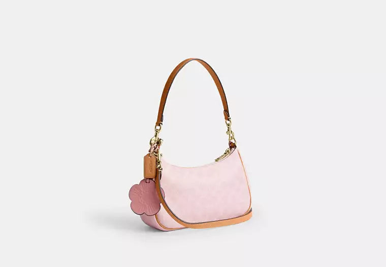 Pink Teri Shoulder Bag in Signature Canvas product image 2, provided for visual reference and product detail review