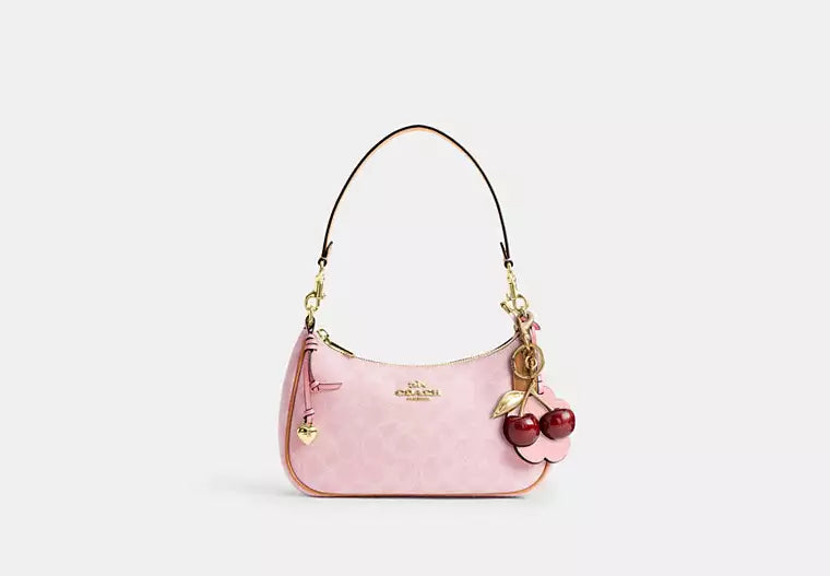 Pink Teri Shoulder Bag in Signature Canvas product image 1, provided for visual reference and product detail review