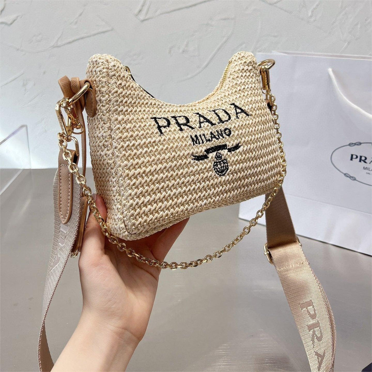 Prada Handbag Re-Edition 2005 Bag 8.3X7X2.3Inch - Beige product image 2, provided for visual reference and product detail