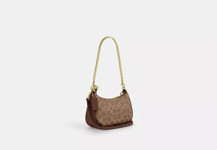Teri Mini Crossbody Bag in Signature Canvas - Tan/Brown product image 3, provided for visual reference and product detail