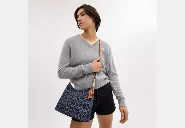 Coach Laurel Shoulder Bag in Signature Denim product image 2, provided for visual reference and product detail review