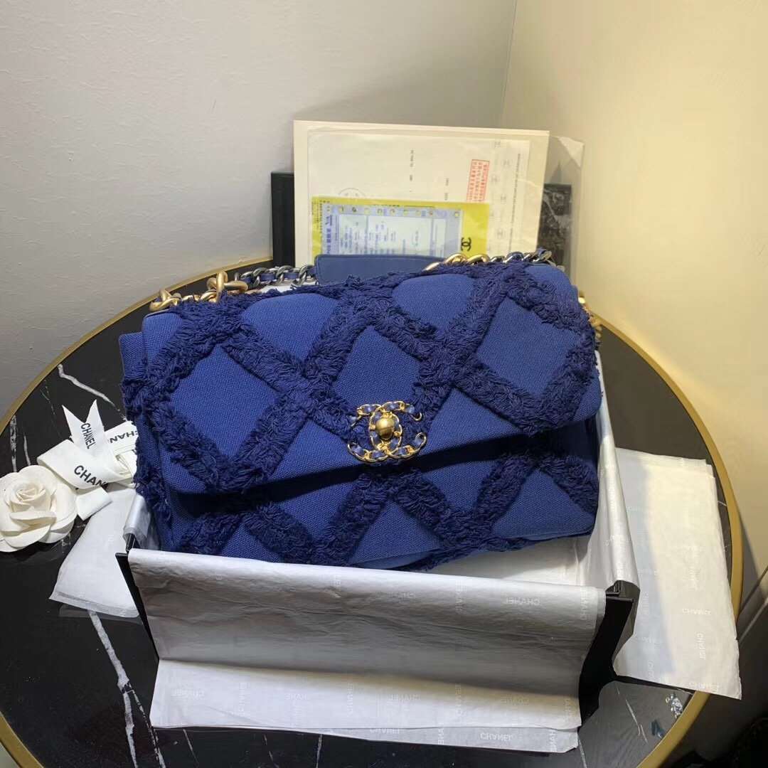 Chanel 19 Denim Medium Flap Bag - Blue product image 1, provided for visual reference and product detail review