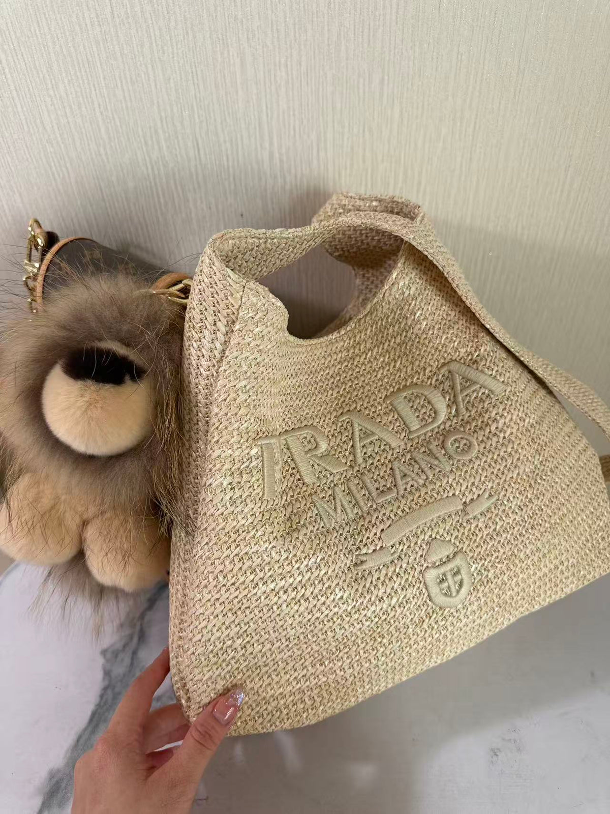 Prada Raffia Round Tote - Beige product image 1, provided for visual reference and product detail review