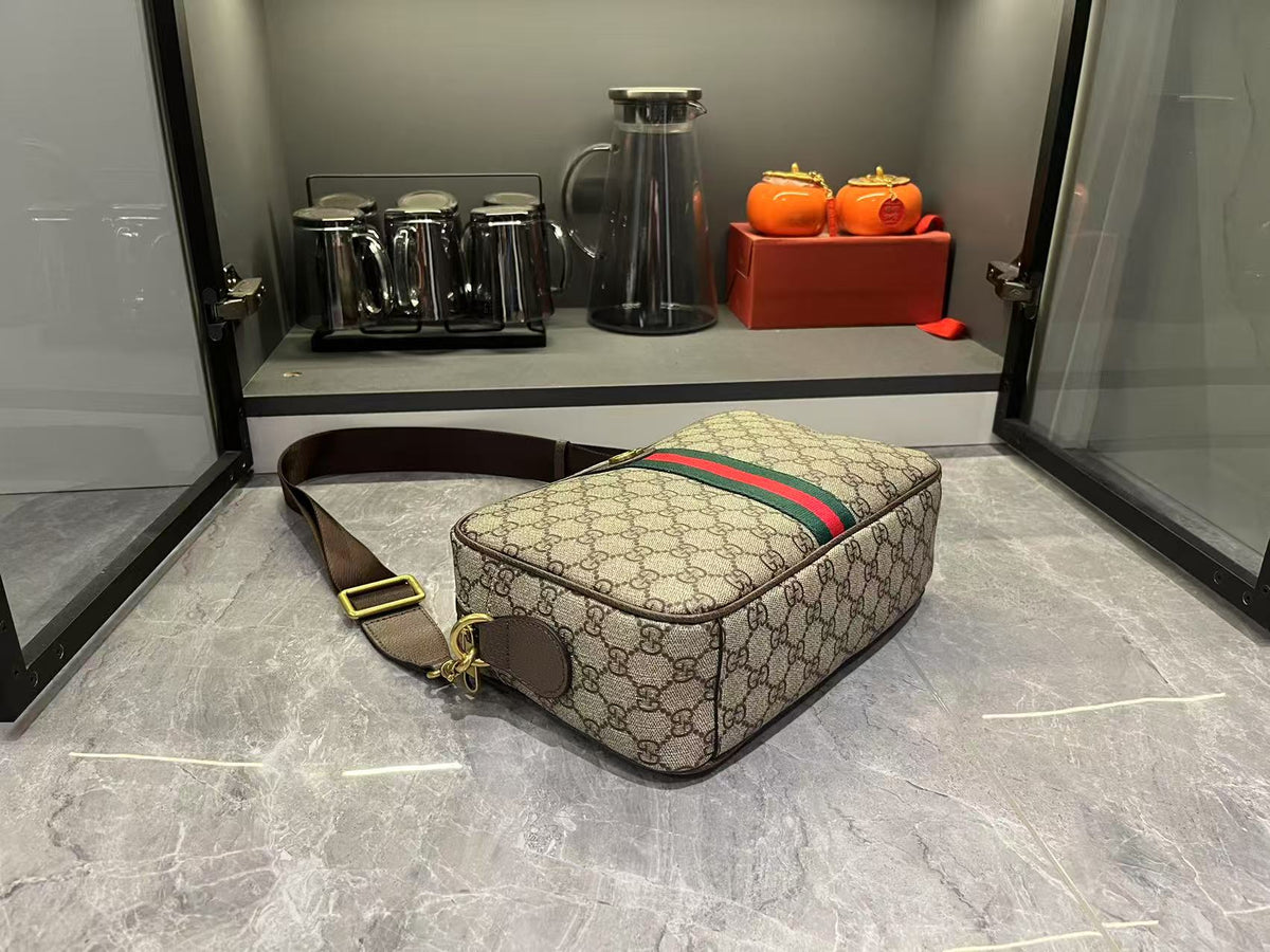 Gucci Ophidia Medium GG Supreme Canvas Shoulder Crossbody Bag with Web Stripe and Leather Trim product image 2, provided for