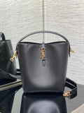 YSL Le 37 Black Shiny Leather Handle Shoulder Bag with YSL Charm and Adjustable Strap product image 1, provided for visual