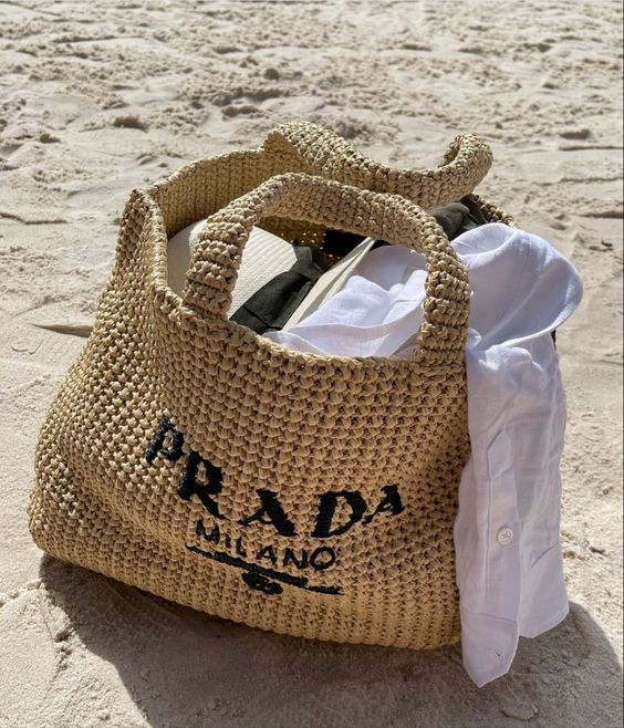 Prada Raffia Bag Handbag Beach Bag for Summer - Brown product image 4, provided for visual reference and product detail