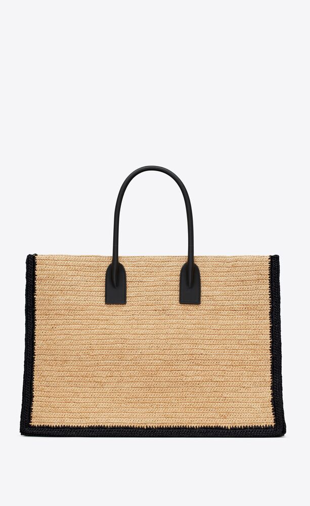 Saint Laurent Rive Gauche Tote Bag in Raffia and Leather - Straw product image 4, provided for visual reference and product