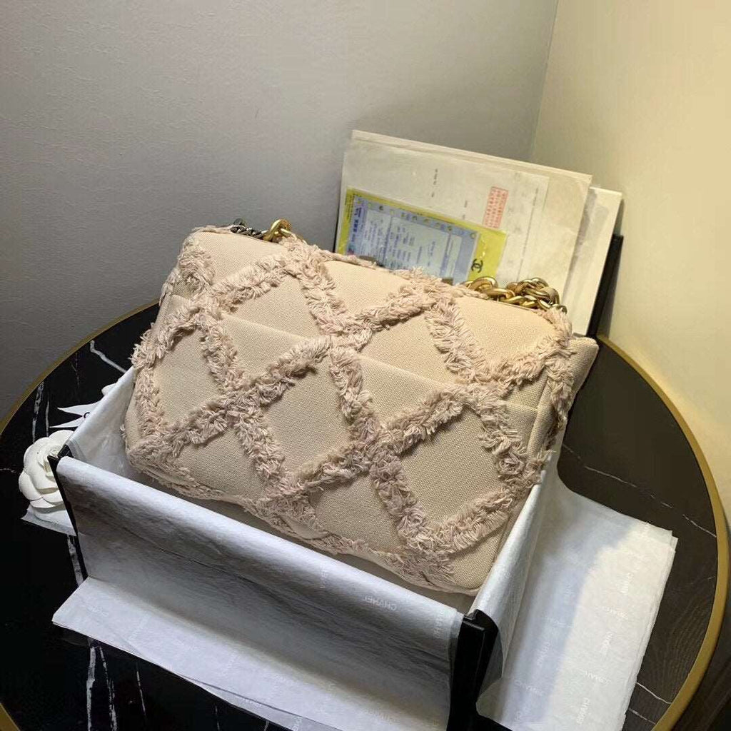 Chanel 19 Medium Denim Flap Bag Beige product image 3, provided for visual reference and product detail review