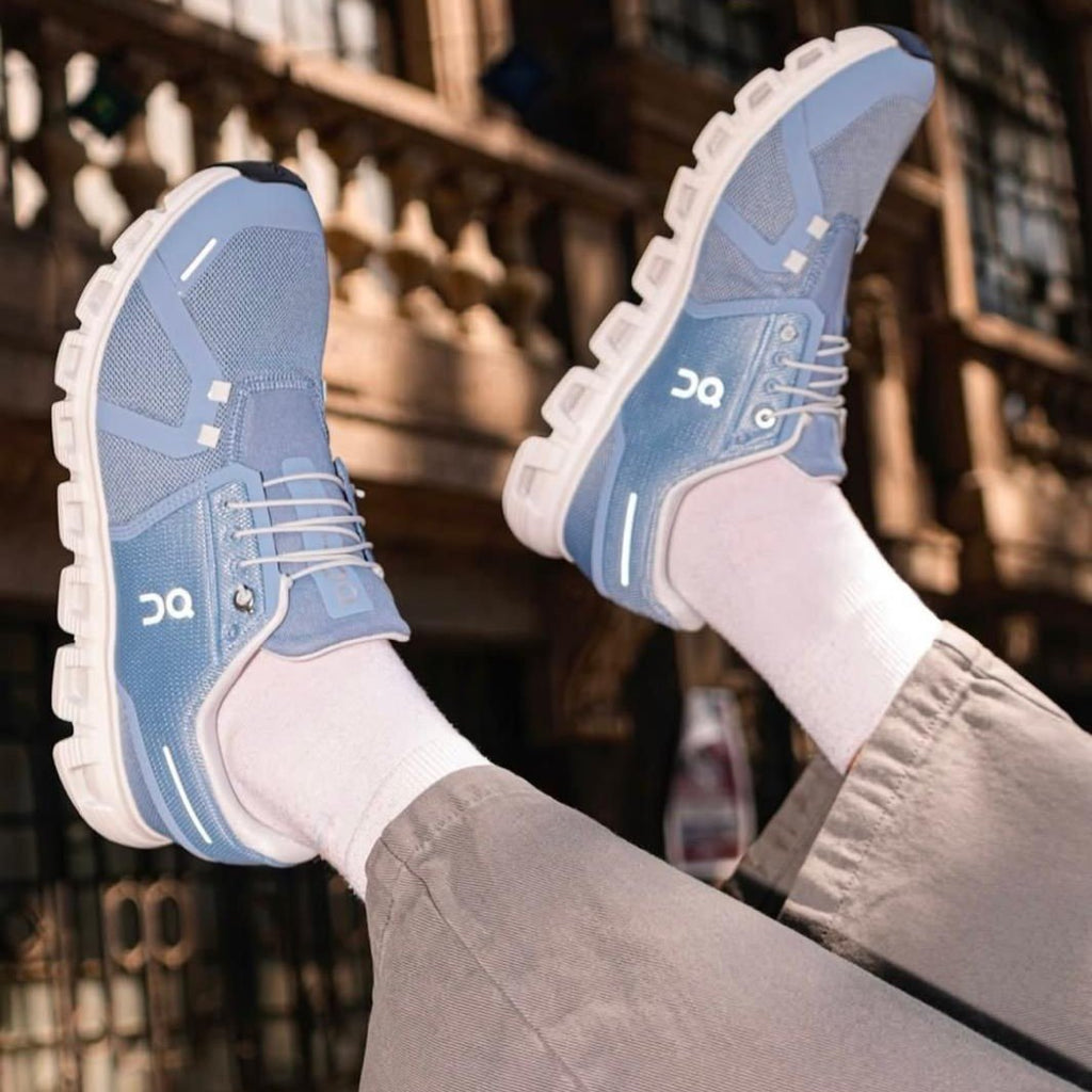 On Cloud 6 Chambray White Lifestyle Sneakers product image 1, provided for visual reference and product detail review