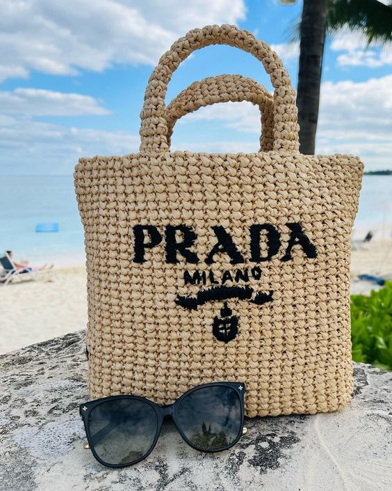Prada Raffia Bag Handbag Beach Bag for Summer - Brown product image 2, provided for visual reference and product detail