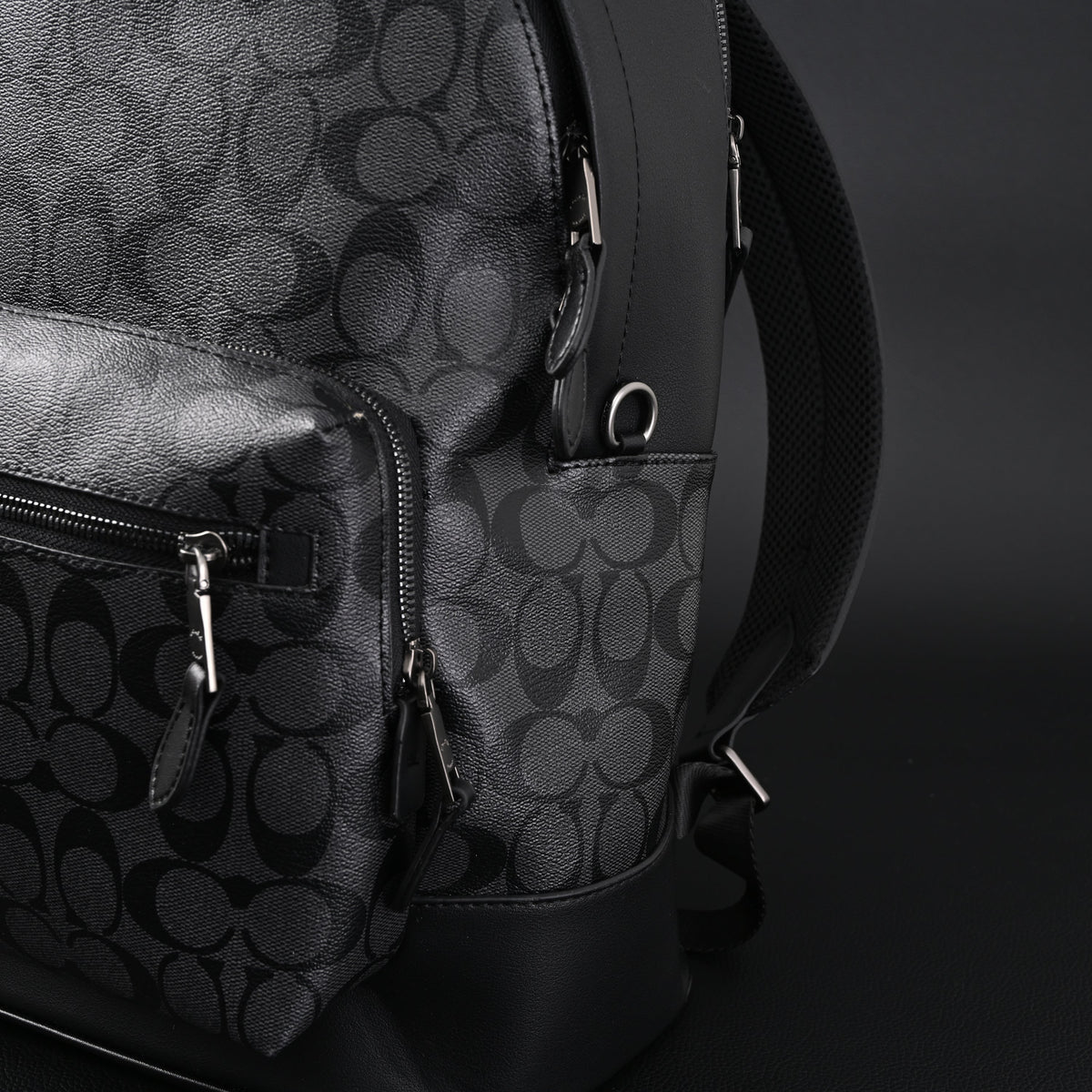 Coach West Backpack – Signature Canvas in Black/Grey - Black/Grey Monogram Pattern product image 9, provided for visual
