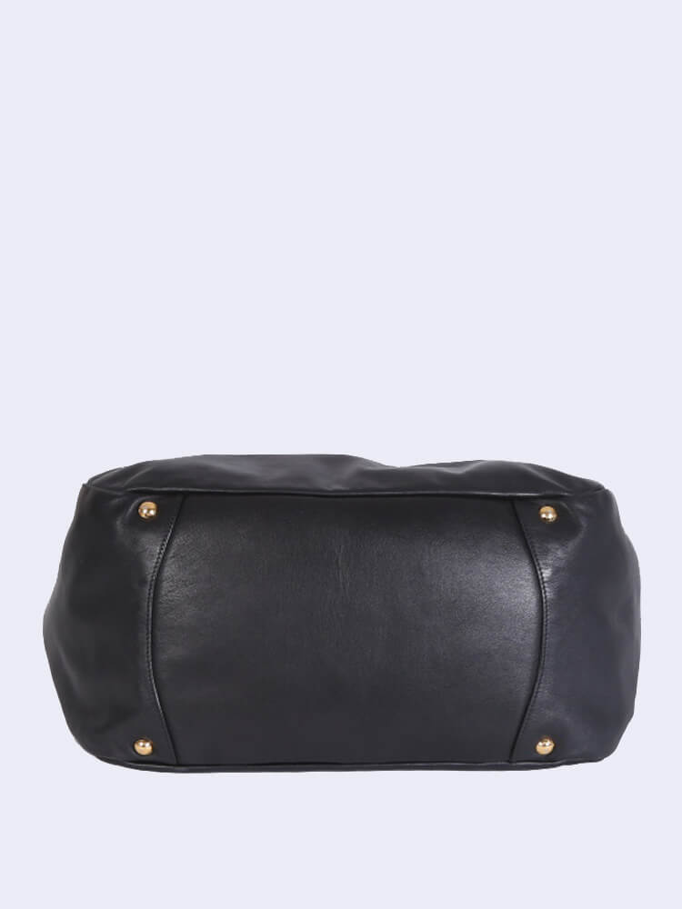 Prada Vitello Soft Chain Handle Shoulder Bag Nero - Black/Silver Hardware product image 5, provided for visual reference and