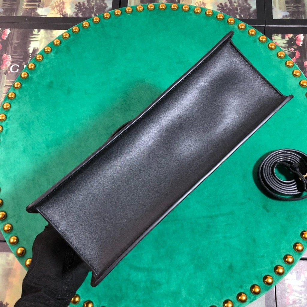 Gucci GG Sylvie Leather Medium Top Handle Bag - Black product image 4, provided for visual reference and product detail