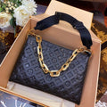 LV Coussin MM Monogram Empreinte Leather Shoulder Crossbody Bag with Black Quilted Exterior and Gold Chain Strap product
