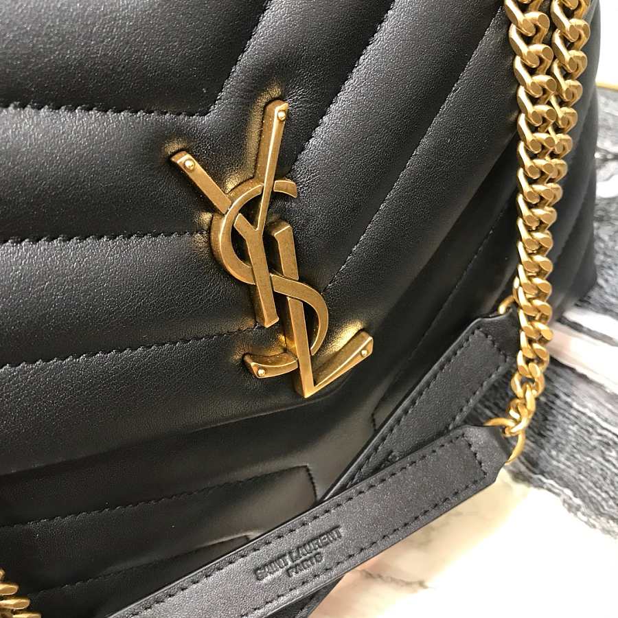 YSL Medium 32 Loulou Bag Black in Gold product image 5, provided for visual reference and product detail review