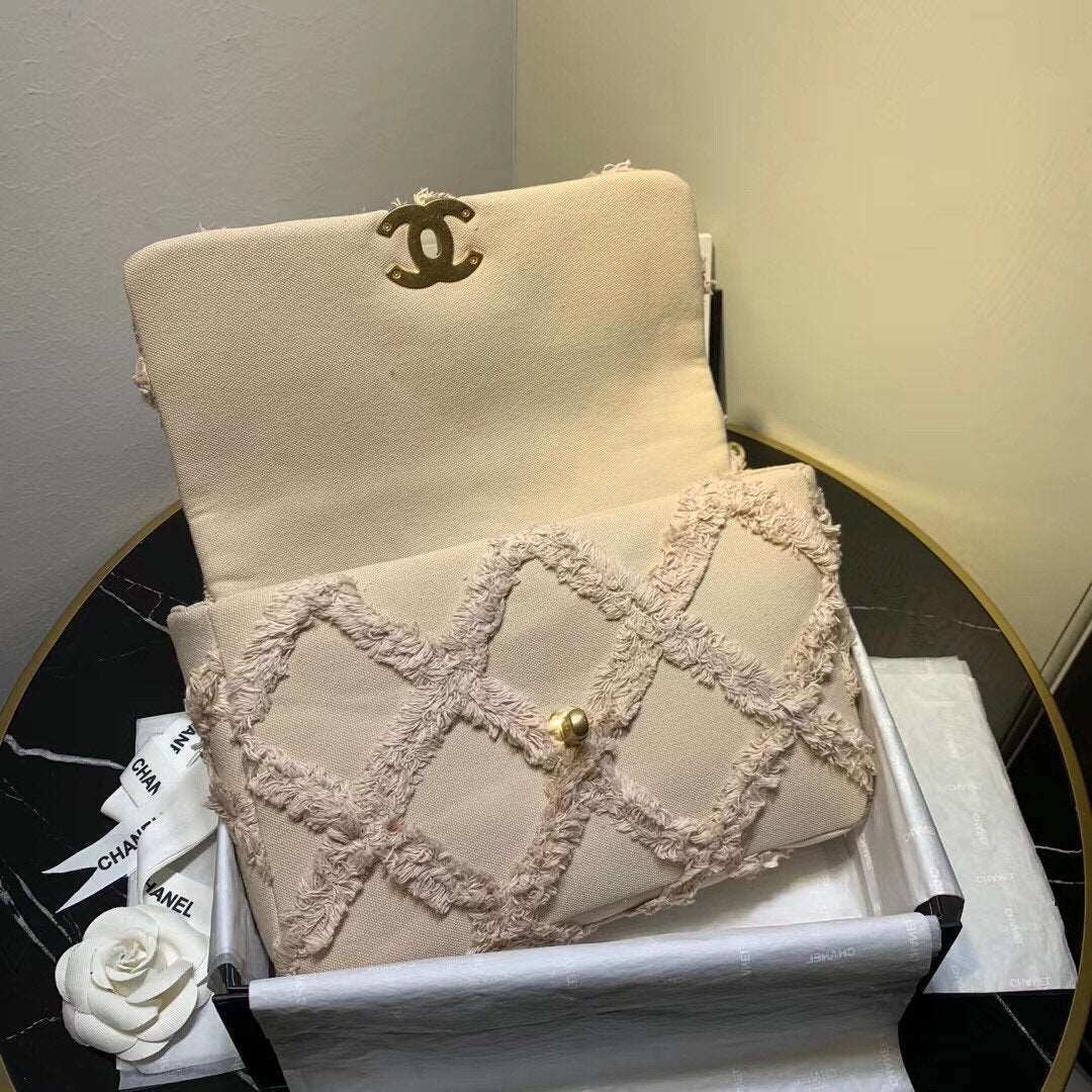 Chanel 19 Medium Denim Flap Bag Beige product image 4, provided for visual reference and product detail review