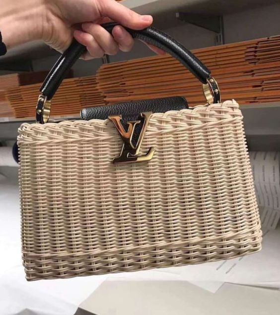 LV Capucines BB Rattan Woven Handle Shoulder Bag with Leather Trim product image 4, provided for visual reference and