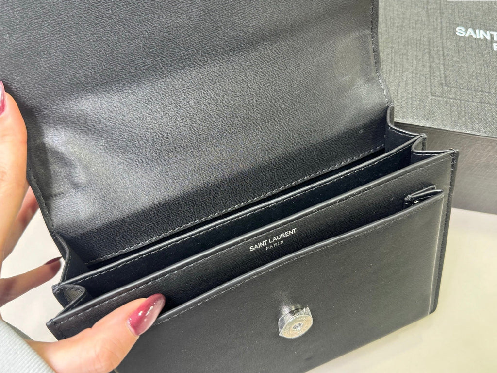Saint Laurent Sunset Medium Monogram YSL Crossbody Bag - Black product image 5, provided for visual reference and product