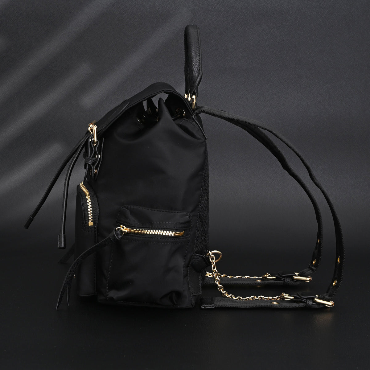 Burberry the Rucksack – Black Nylon & Leather Backpack with Gold-Tone Hardware - Black with Gold Accents product image 6,