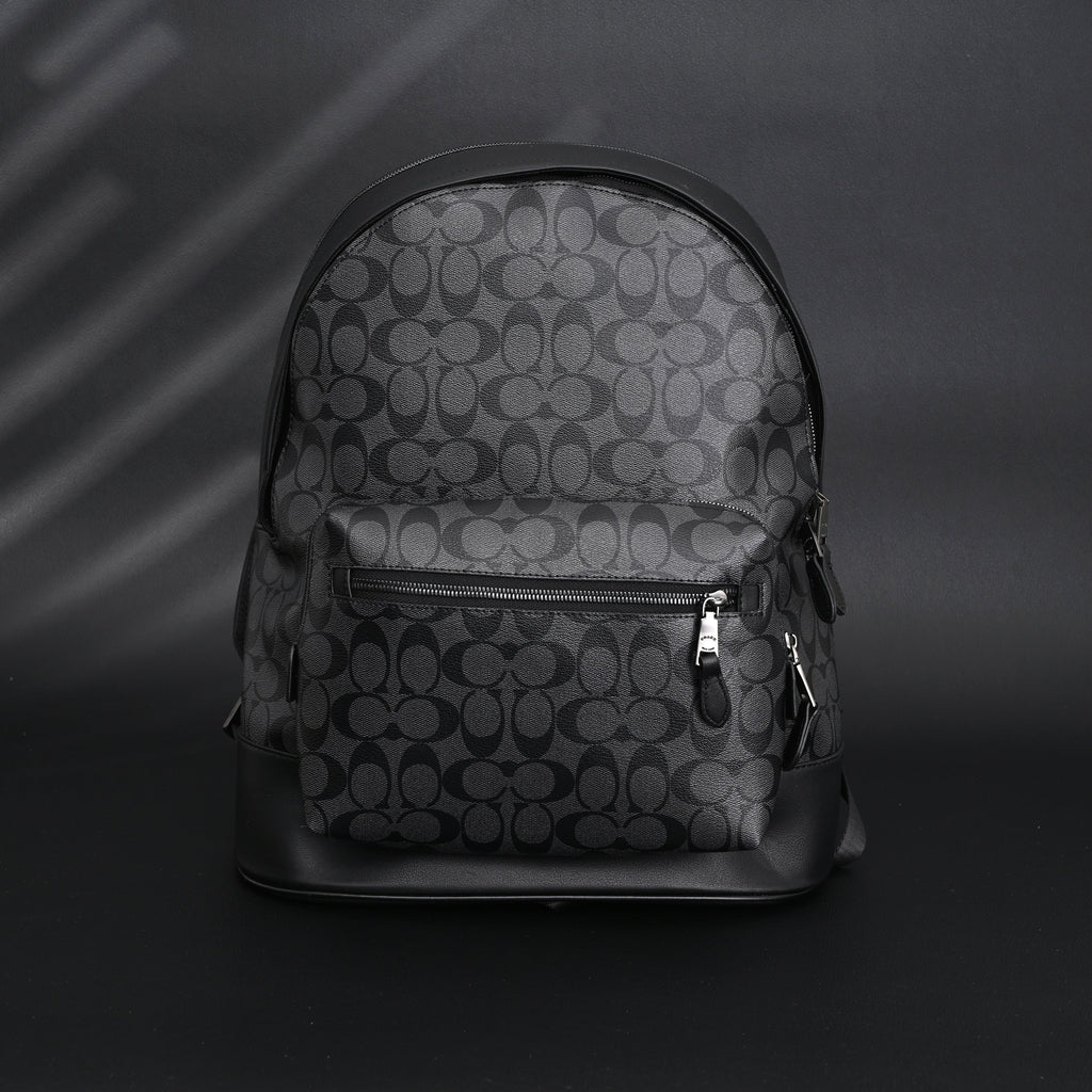 Coach West Backpack – Signature Canvas in Black/Grey - Black/Grey Monogram Pattern product image 1, provided for visual