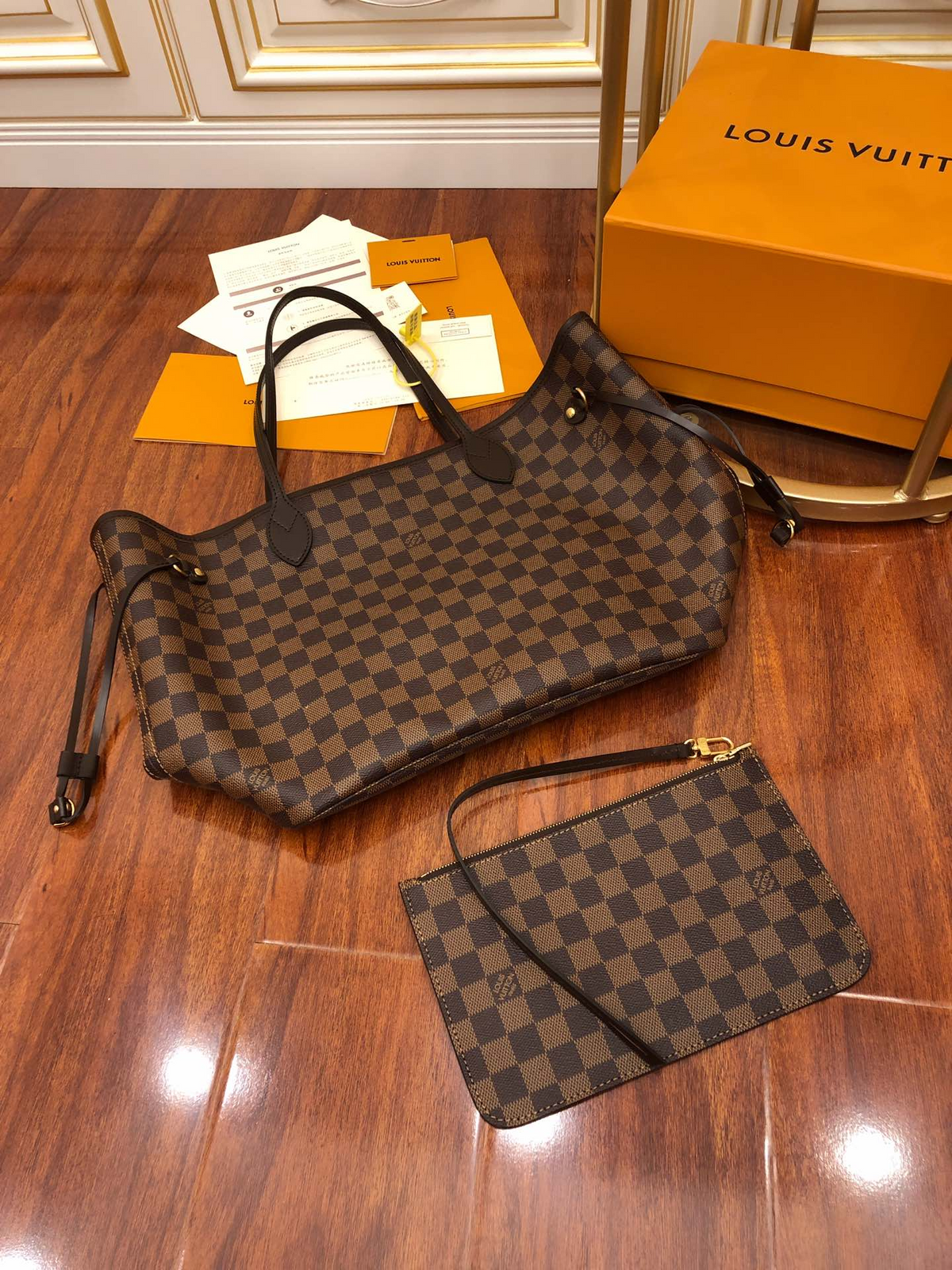 Louis Vuitton Ebene Monogram Leather Bag - Khaki product image 5, provided for visual reference and product detail review