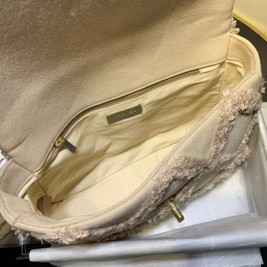 Chanel 19 Medium Denim Flap Bag Beige product image 8, provided for visual reference and product detail review